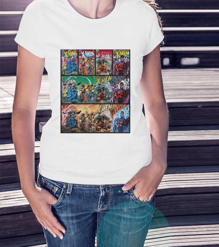 X Men The Animated Series Marvel Comics Classic Covers Wolverine Magneto Cyclops Storm T-Shirt