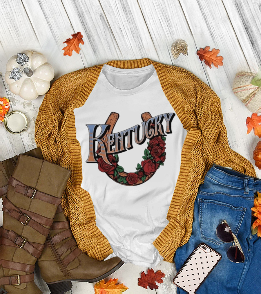 Kentucky Race for the Roses Horseshoe Rose Wreath T-Shirt