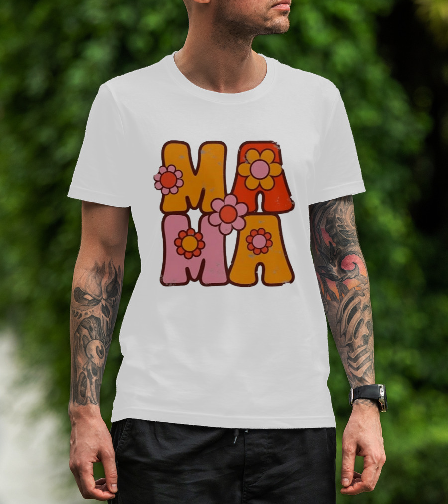Mama Flower Power Retro Mother's Day Vintage Florals T-Shirt