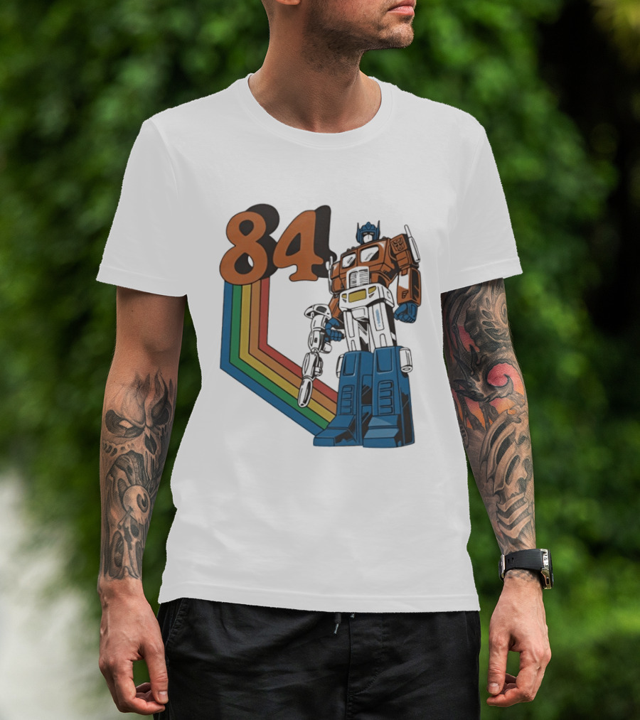 Optimus Prime 84 Retro Transformers Rainbow T-Shirt