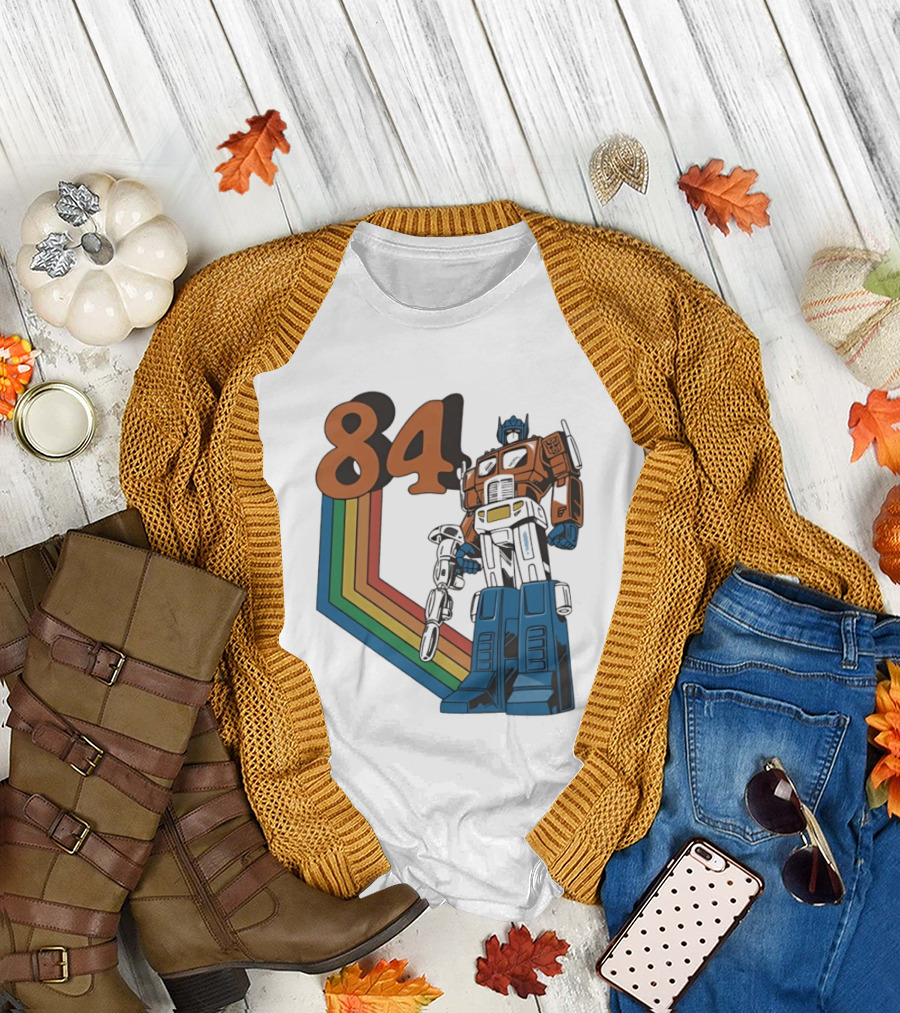 Optimus Prime 84 Retro Transformers Rainbow T-Shirt
