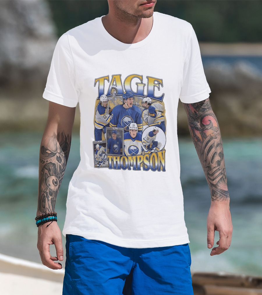 Tage Thompson 72 Buffalo Sabres Ice Hockey Player Action Collage T-Shirt