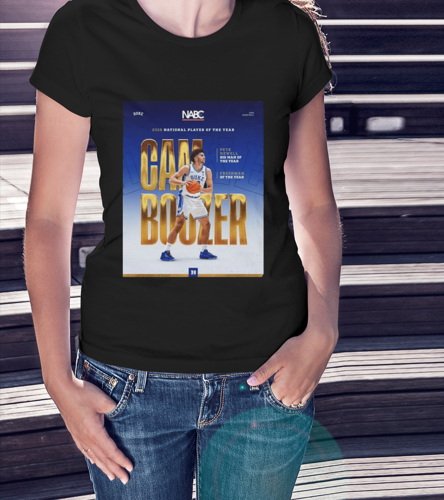Duke Basketball Cameron Boozer 2026 National Player Pete Newell Big Man Freshman Of The Year T-Shirt