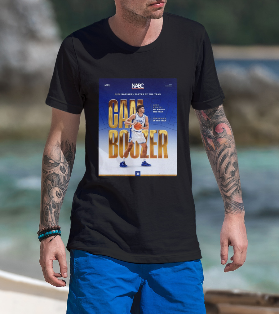 Duke Basketball Cameron Boozer 2026 National Player Pete Newell Big Man Freshman Of The Year T-Shirt