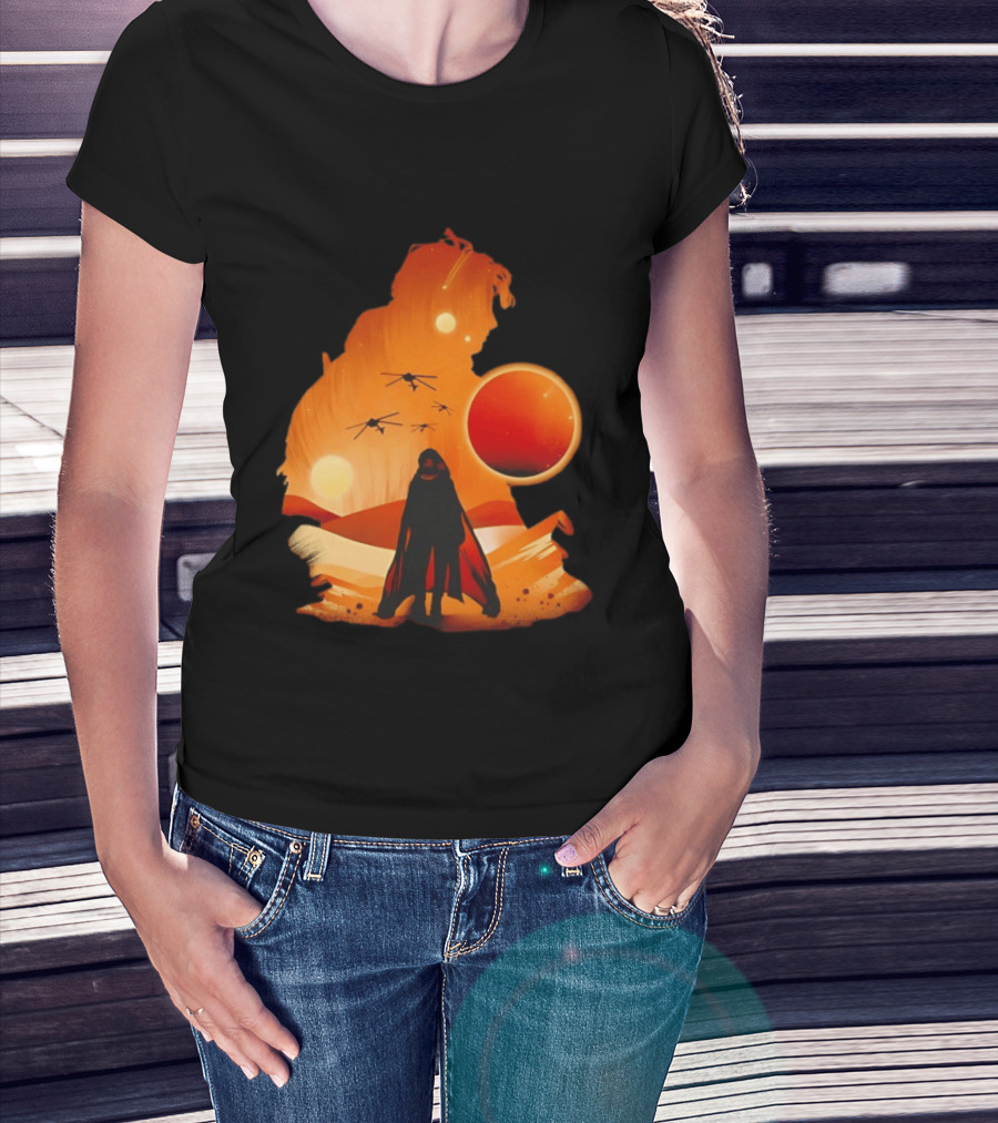 Dune The Final Sand Battle Epic Desert Scene With Hero And Sun T-Shirt