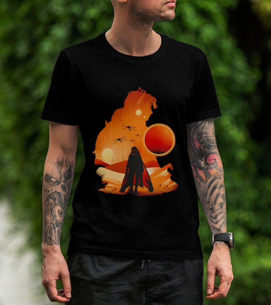 Dune The Final Sand Battle Epic Desert Scene With Hero And Sun T-Shirt