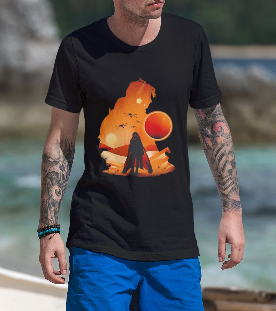 Dune The Final Sand Battle Epic Desert Scene With Hero And Sun T-Shirt
