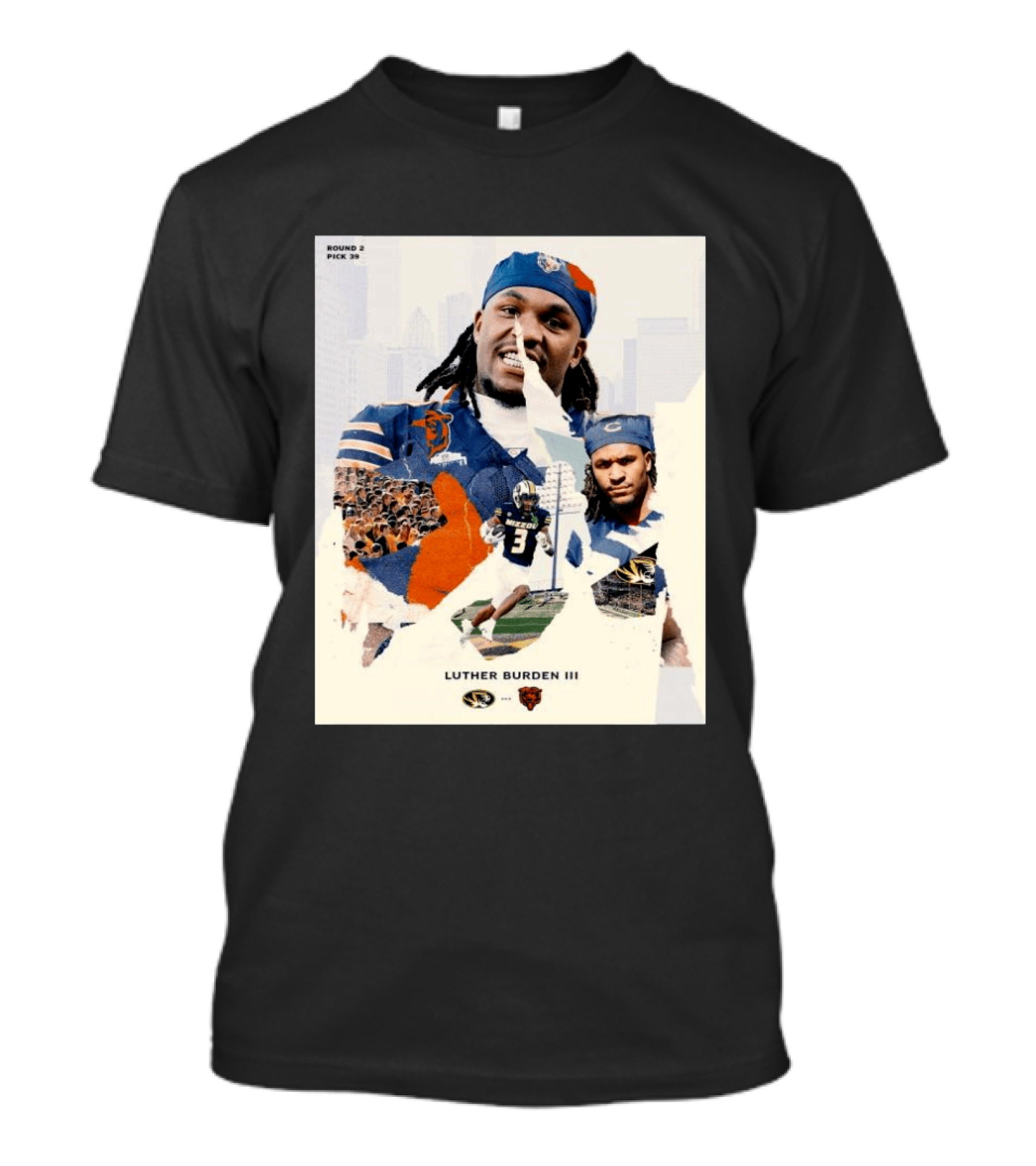 Missouri Tigers Luther Burden III Round 2 Pick 39 To Chicago Bears From The Zou To The Chi T-Shirt