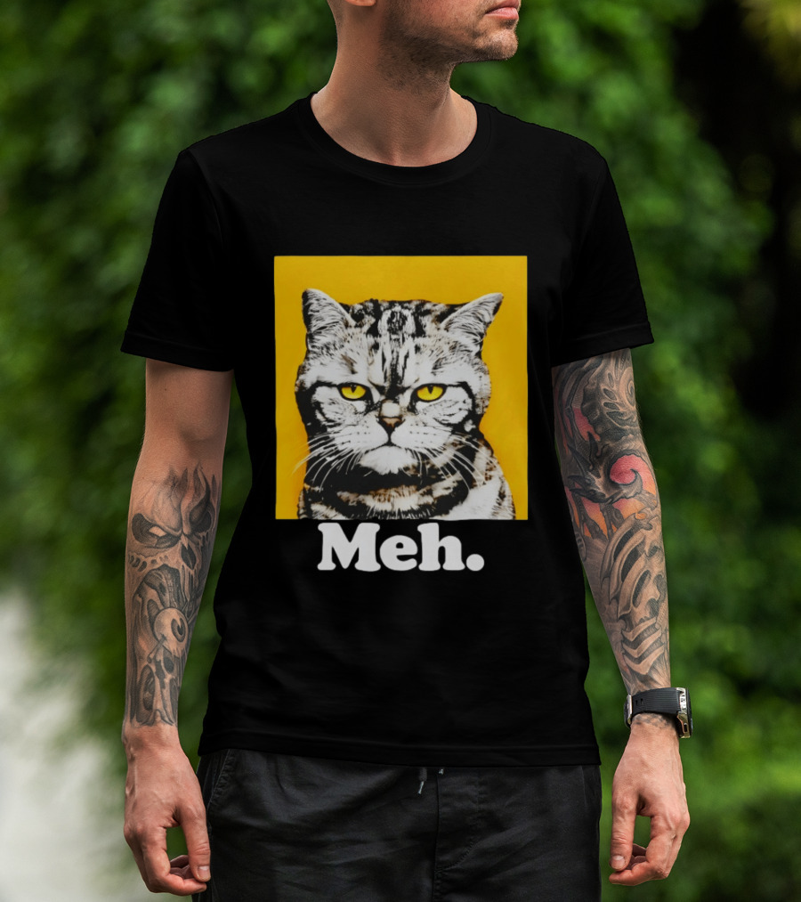 Meh Angry Cat With Yellow Eyes T-Shirt
