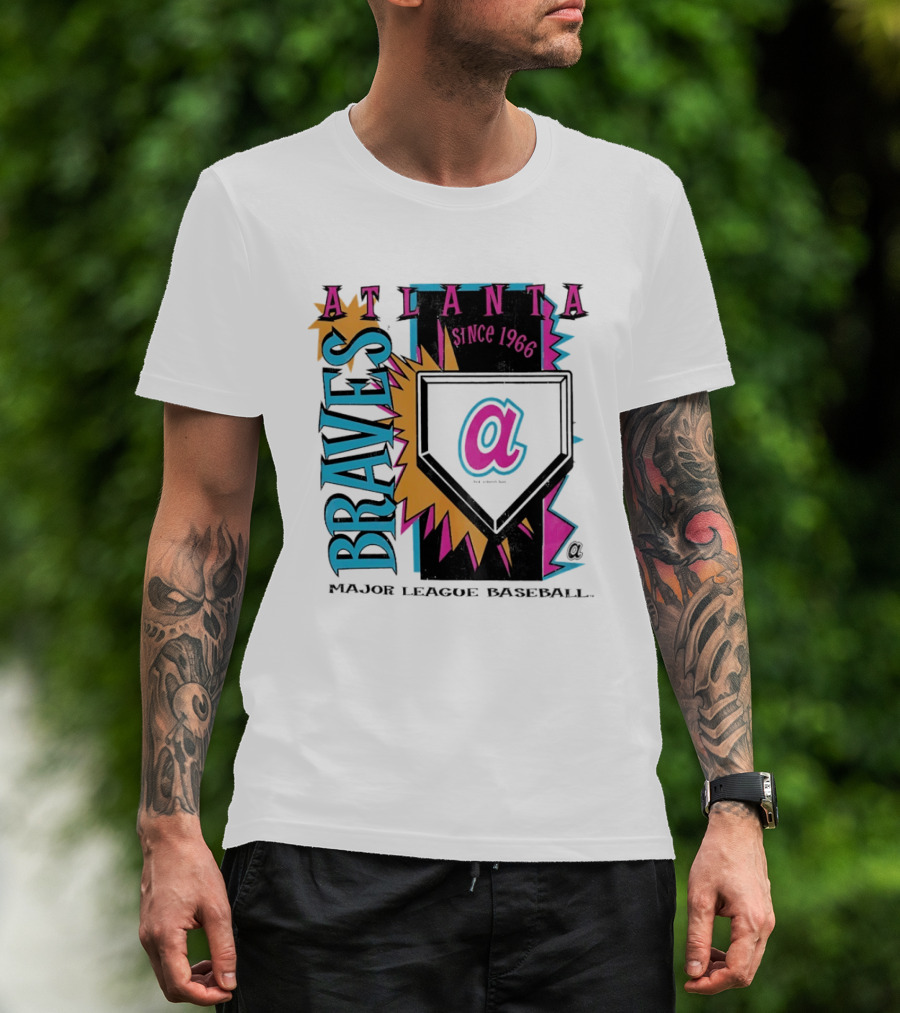 Atlanta Braves Major League Baseball Cooperstown Neon Field Since 1966 T-Shirt