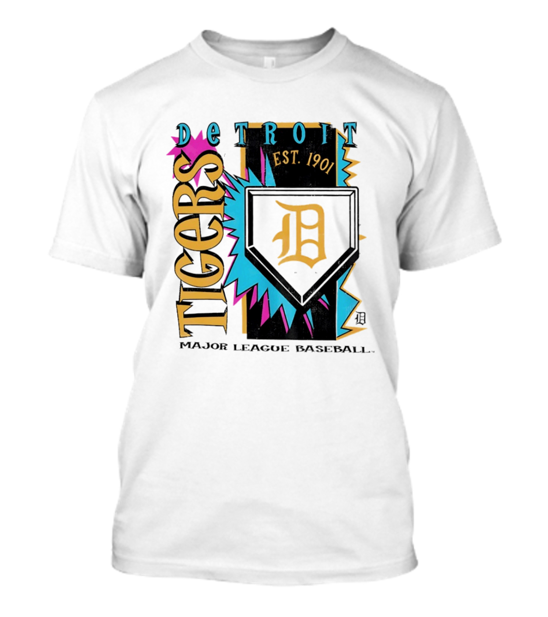 Detroit Tigers Major League Baseball Neon Cooperstown Est 1901 T-Shirt