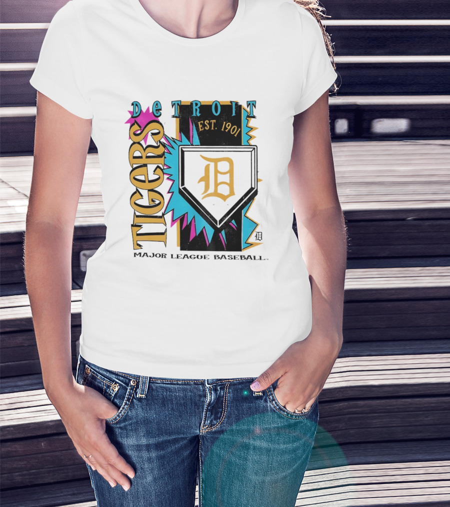 Detroit Tigers Major League Baseball Neon Cooperstown Est 1901 T-Shirt
