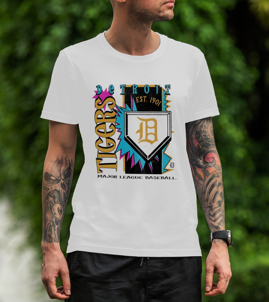 Detroit Tigers Major League Baseball Neon Cooperstown Est 1901 T-Shirt