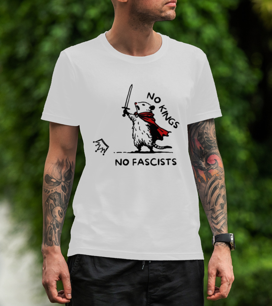 No Kings No Fascists Opossum Warrior Anti Trump Meme T-Shirt