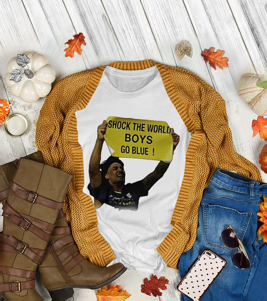 Shock The World Boys Go Blue Michigan Wolverines Basketball 2026 T-Shirt