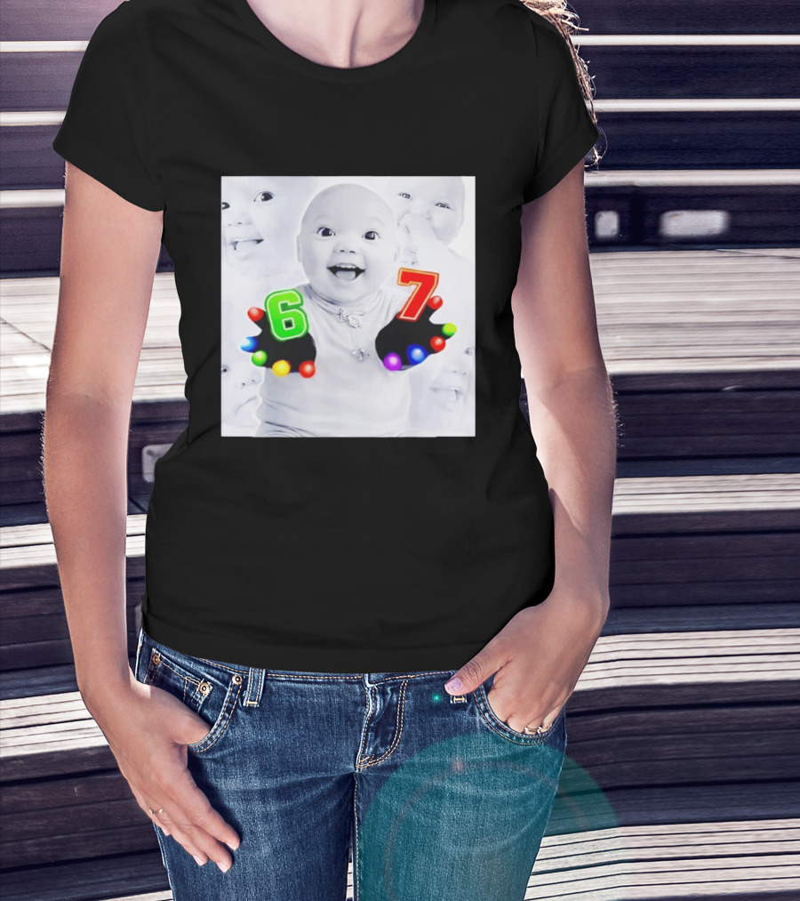 Gloving 67 Meme Baby With Light Up Six And Seven Numbers T-Shirt