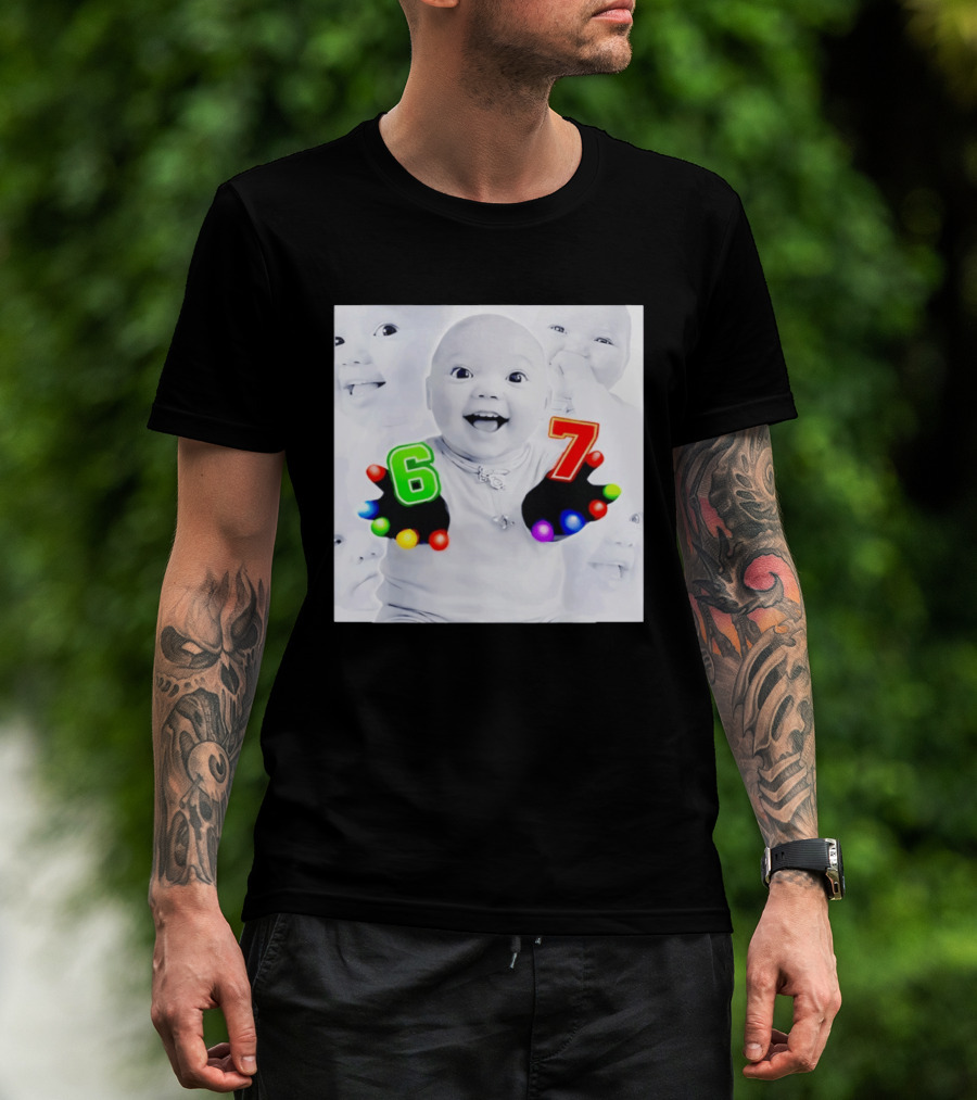 Gloving 67 Meme Baby With Light Up Six And Seven Numbers T-Shirt