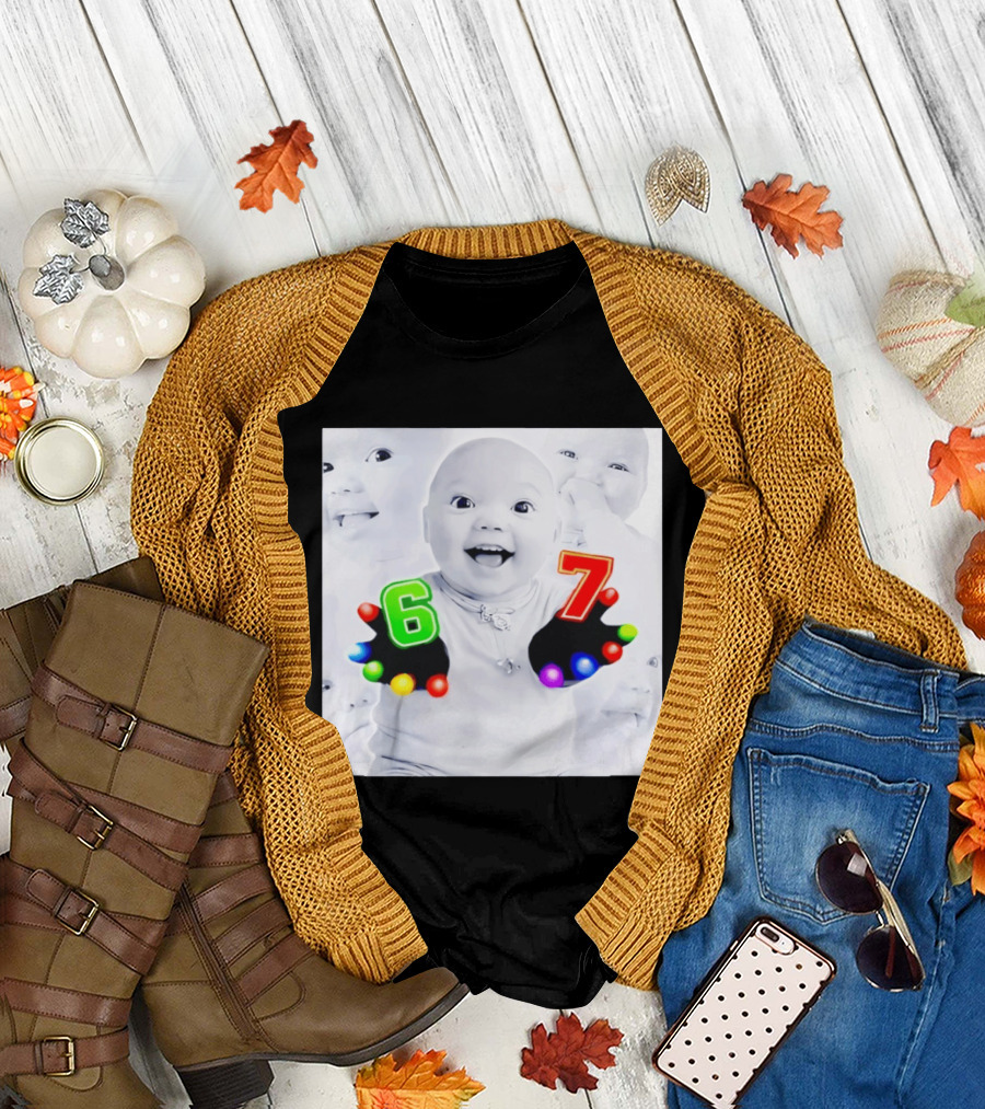 Gloving 67 Meme Baby with Light Up Six and Seven Numbers T-Shirt