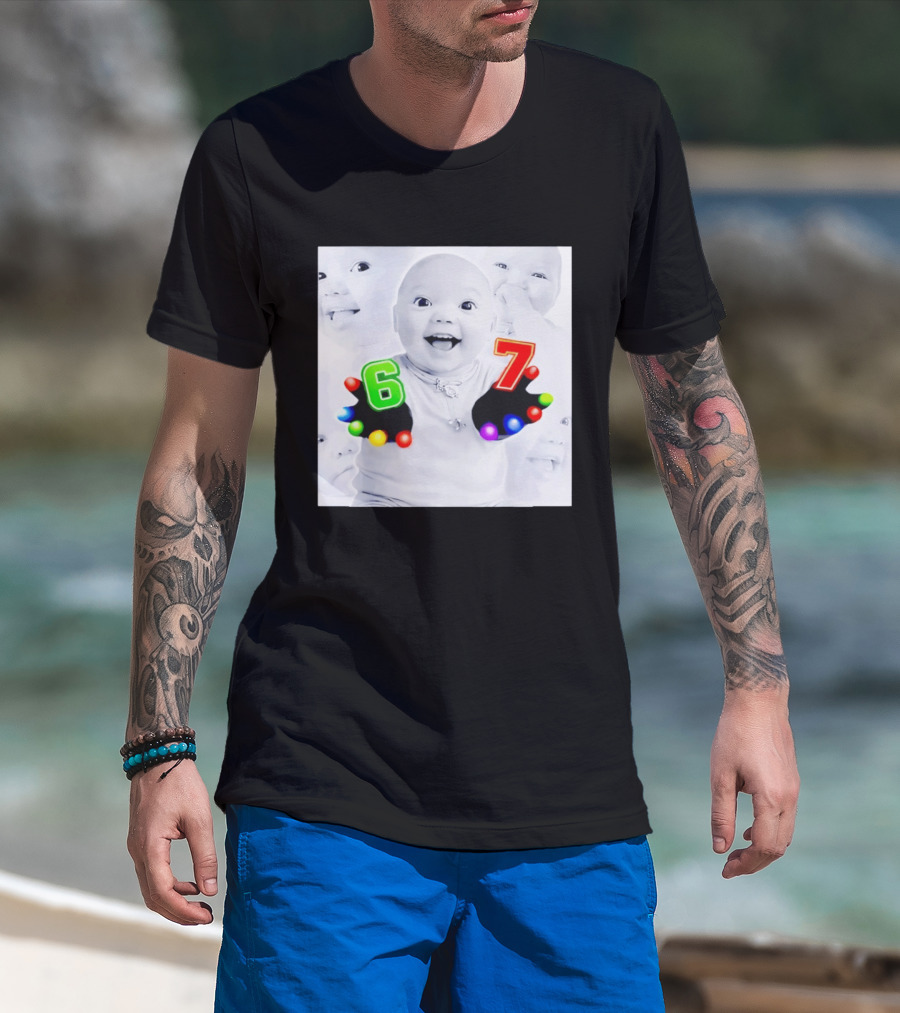 Gloving 67 Meme Baby With Light Up Six And Seven Numbers T-Shirt