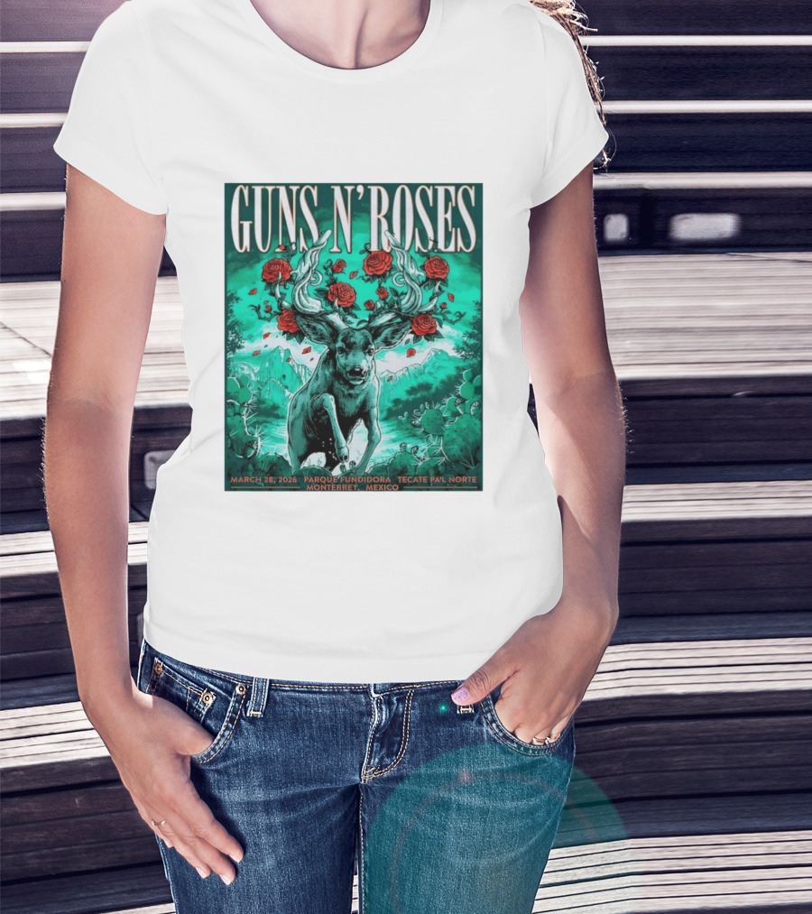 Guns N' Roses Monterrey March 28 2026 Tecate Pa'l Norte Parque Fundidora T-Shirt