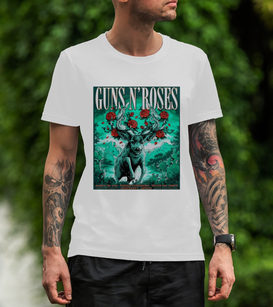 Guns N' Roses Monterrey March 28 2026 Tecate Pa'l Norte Parque Fundidora T-Shirt