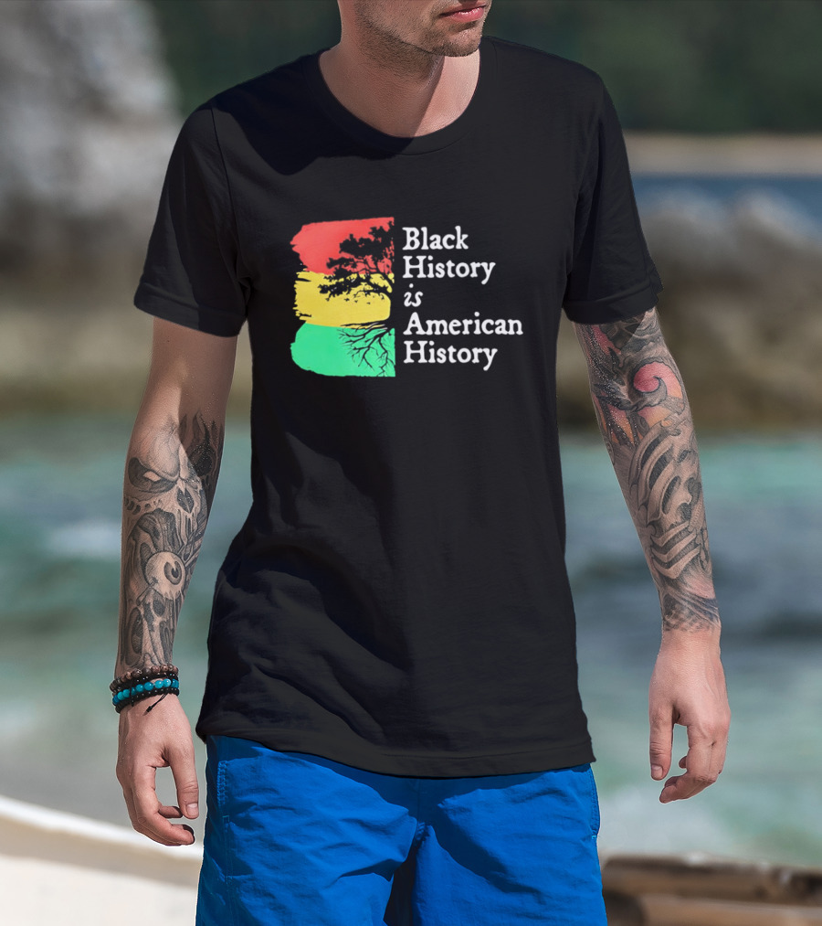 Black History Is American History Ghana Flag T-Shirt