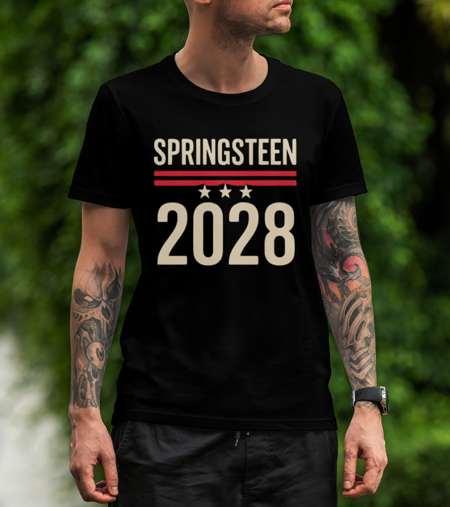 Springsteen 2028 USA Three Stars Red Stripes T-Shirt