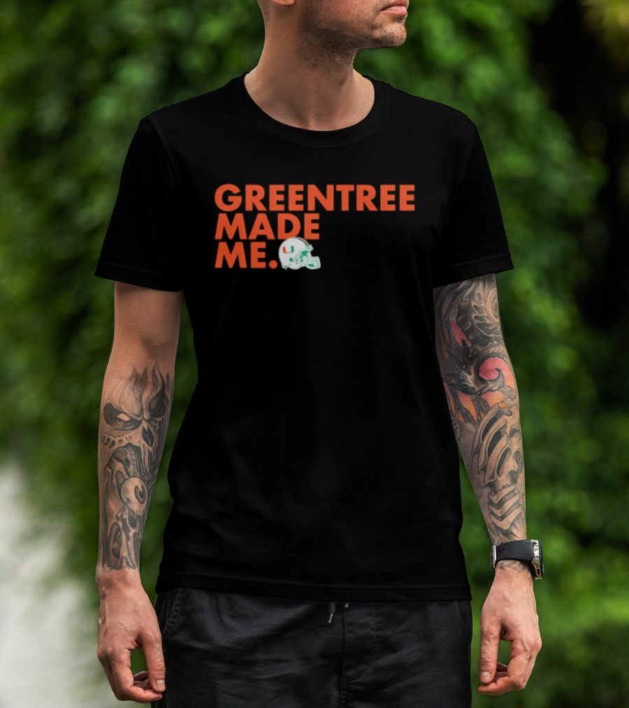 Miami Hurricanes Greentree Made Me Football Helmet T-Shirt
