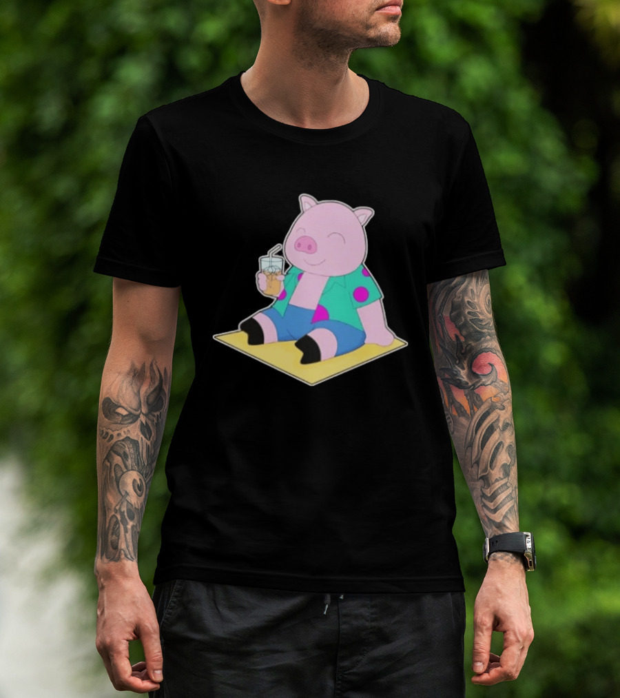 Pig Beach Beverage Summer Relaxation Fun T-Shirt