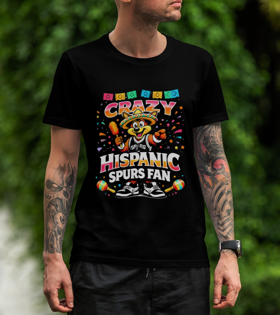 Crazy Hispanic Spurs Fan Fiesta Coyote 2026 Basketball Game Day Mexico Celebration T-Shirt