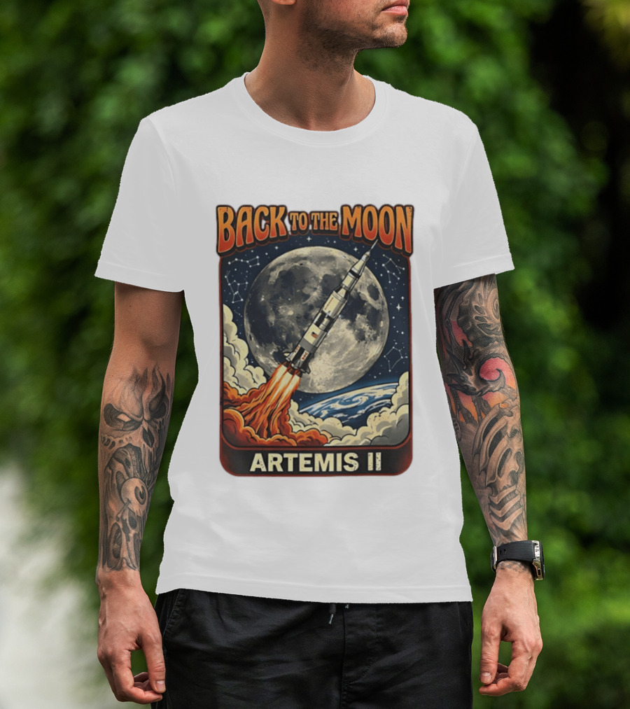 Back To The Moon Artemis II Rocket Launch Space Adventure T-Shirt
