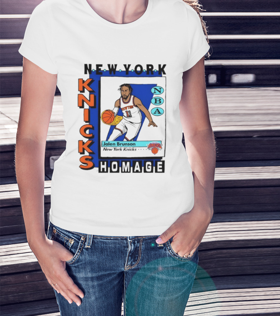 Jalen Brunson New York Knicks NBA Homage Topps Trading Card T-Shirt
