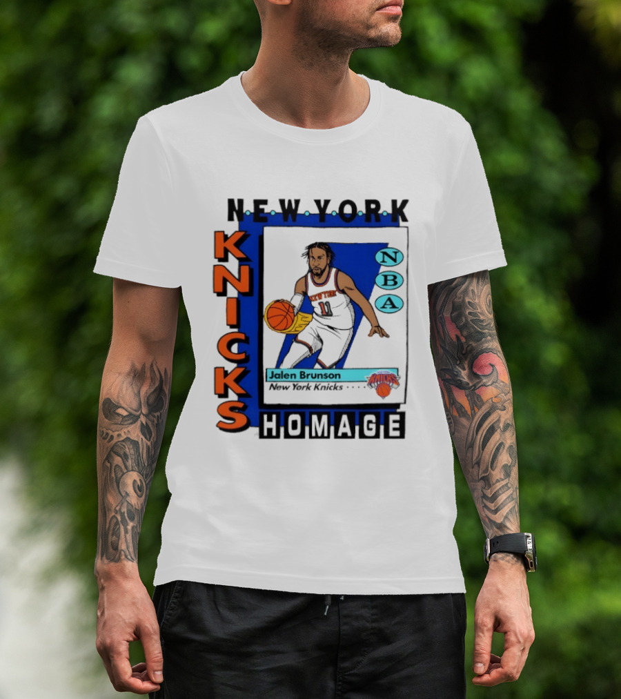 Jalen Brunson New York Knicks NBA Homage Topps Trading Card T-Shirt