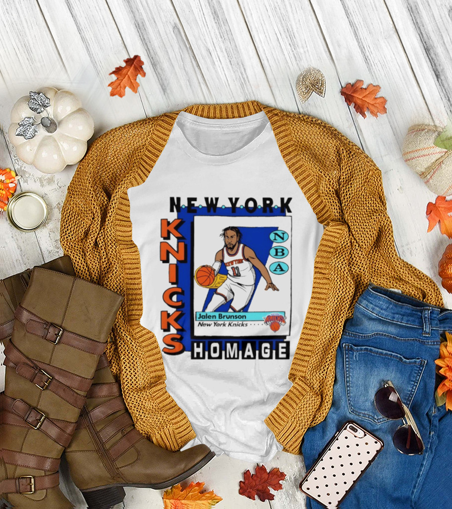 Jalen Brunson New York Knicks NBA Homage Topps Trading Card T-Shirt