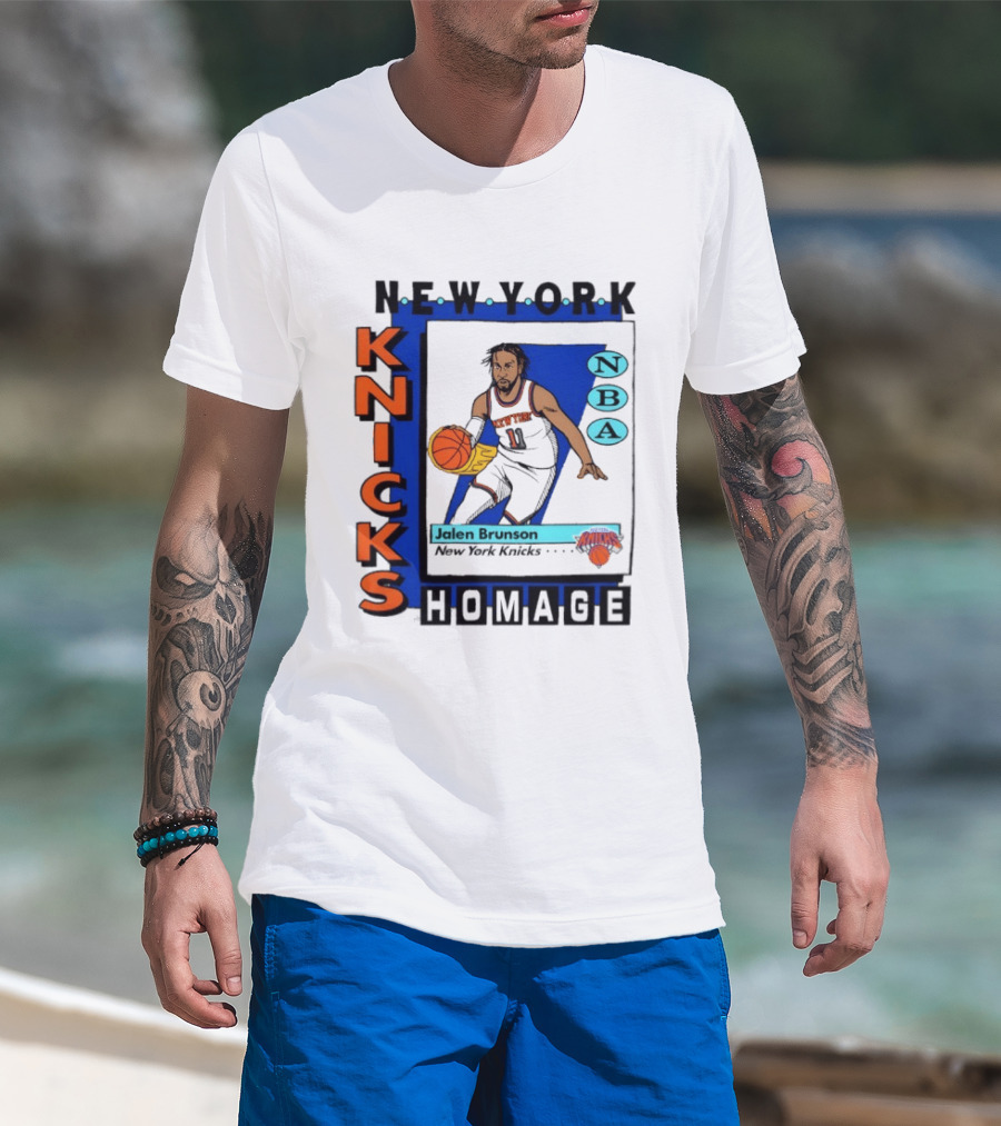 Jalen Brunson New York Knicks NBA Homage Topps Trading Card T-Shirt