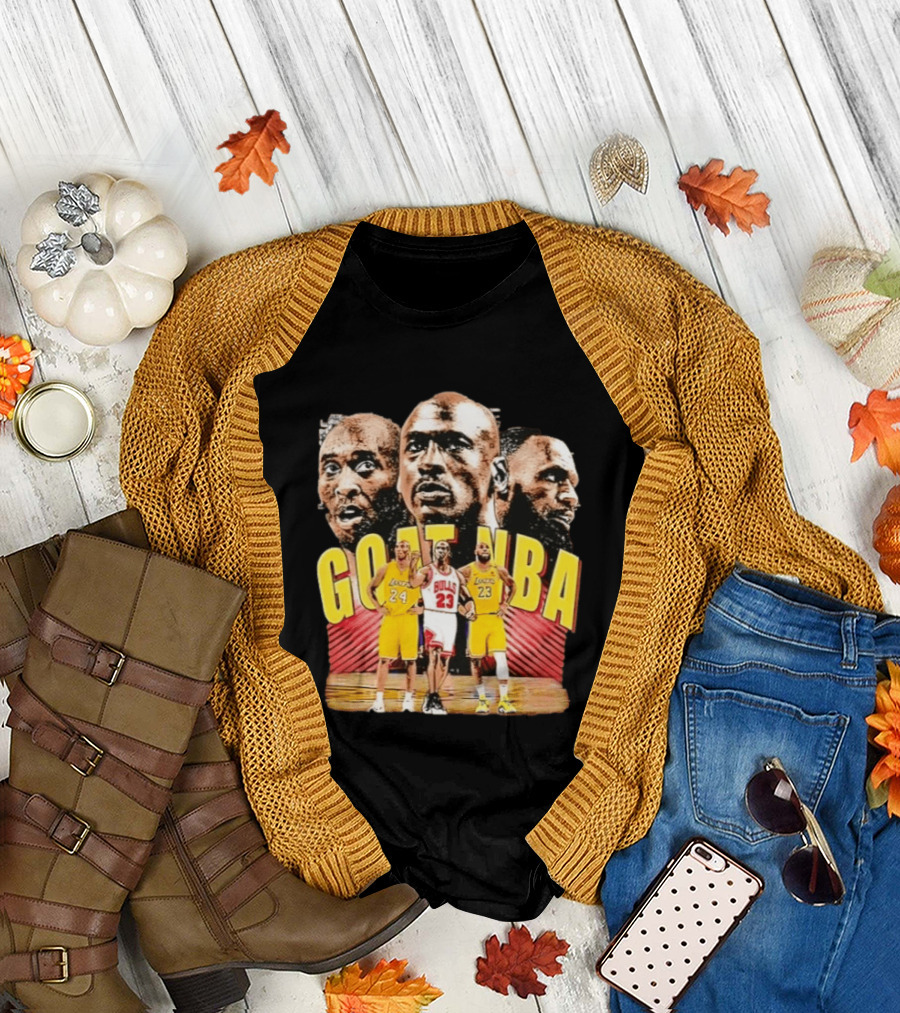 GOAT NBA Kobe Bryant Michael Jordan LeBron James Lakers Bulls Collage T-Shirt