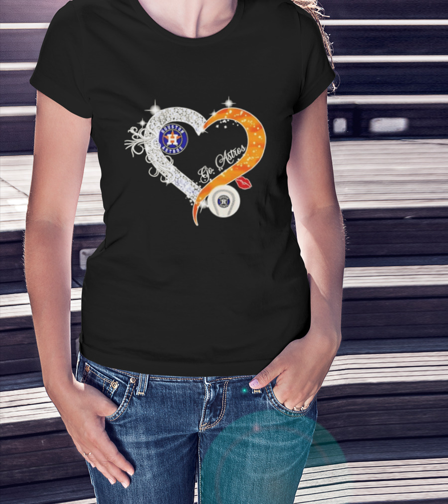 Houston Astros Heart Diamonds Baseball Love Astros T-Shirt