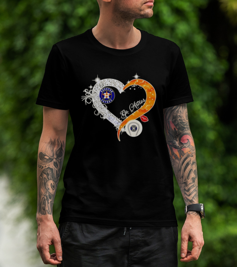 Houston Astros Heart Diamonds Baseball Love Astros T-Shirt