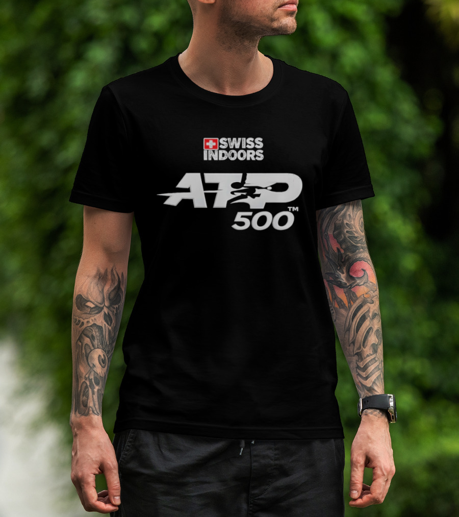 Swiss Indoors ATP 500 Tennis Tournament Logo With Swiss Cross T-Shirt