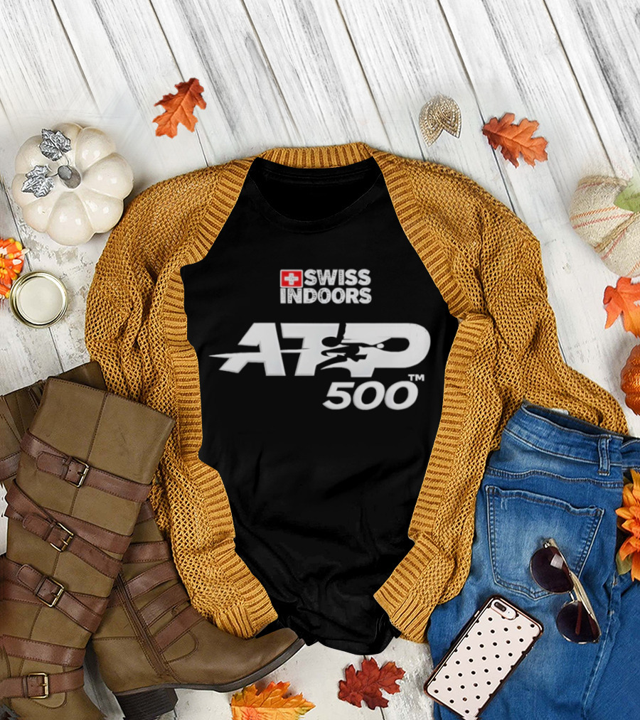 Swiss Indoors ATP 500 Tennis Tournament Logo with Swiss Cross T-Shirt