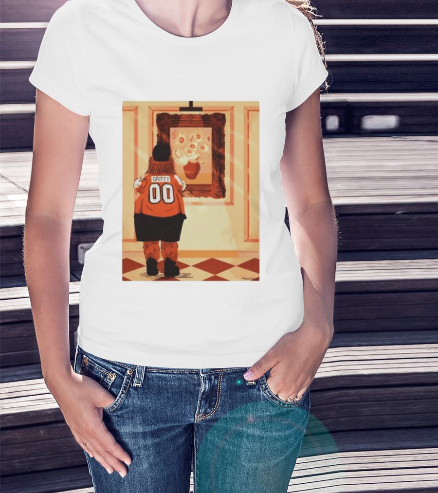 Gritty Philadelphia Flyers Meets Vincent Van Gogh Sunflowers Museum Exhibit T-Shirt