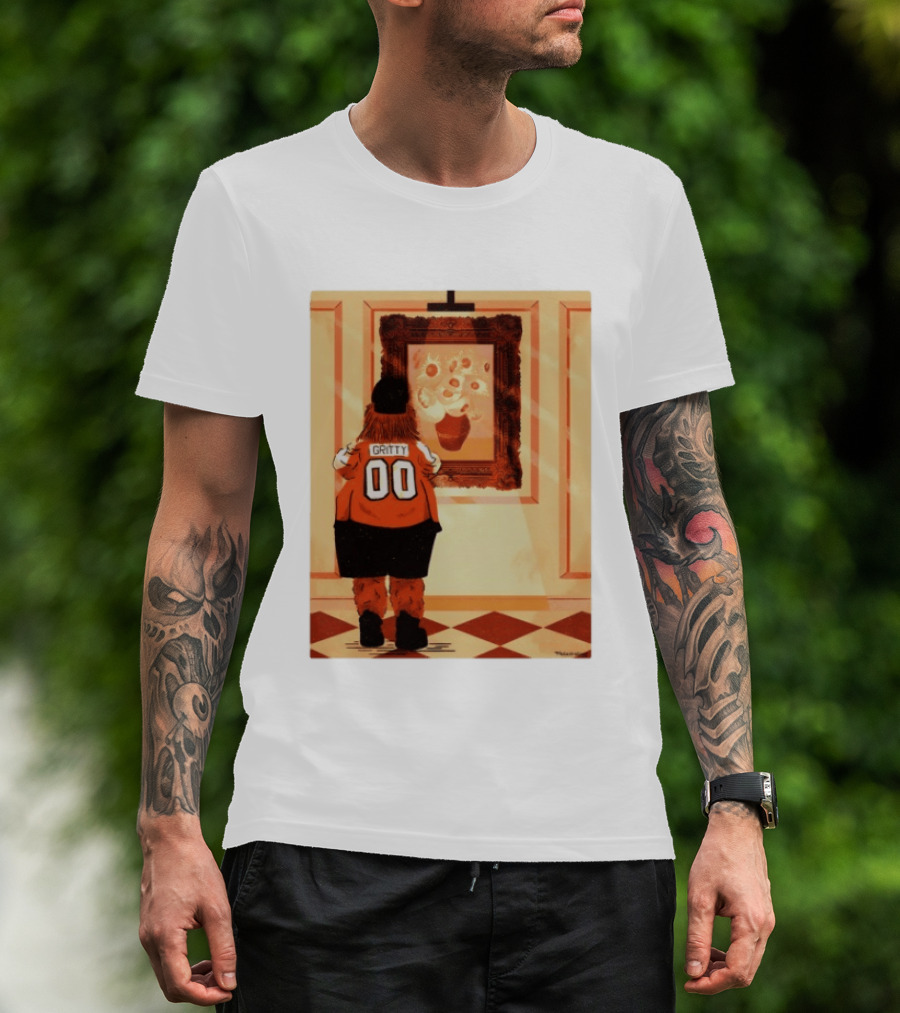 Gritty Philadelphia Flyers Meets Vincent Van Gogh Sunflowers Museum Exhibit T-Shirt
