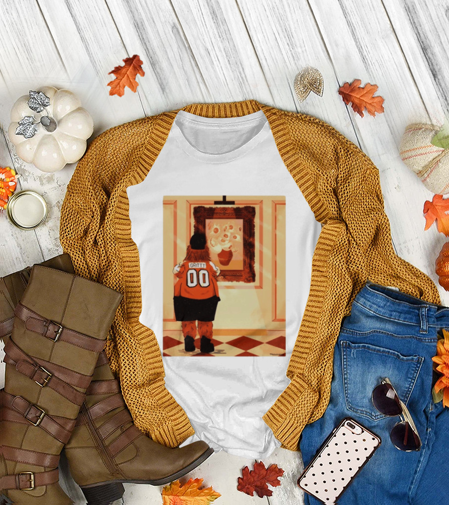 Gritty Philadelphia Flyers Meets Vincent Van Gogh Sunflowers Museum Exhibit T-Shirt