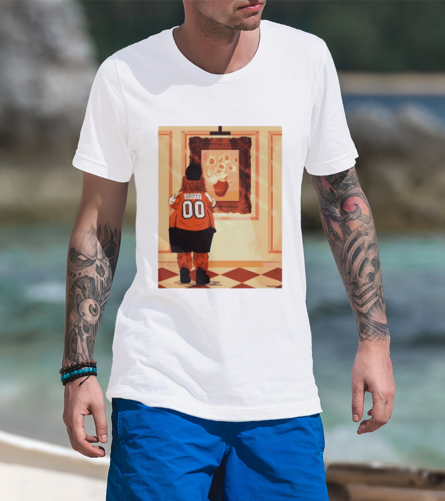Gritty Philadelphia Flyers Meets Vincent Van Gogh Sunflowers Museum Exhibit T-Shirt