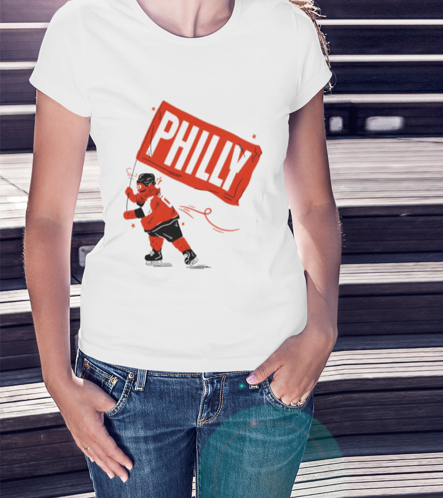 Gritty Philly Flag Philadelphia Flyers Hockey Rally Fan T-Shirt