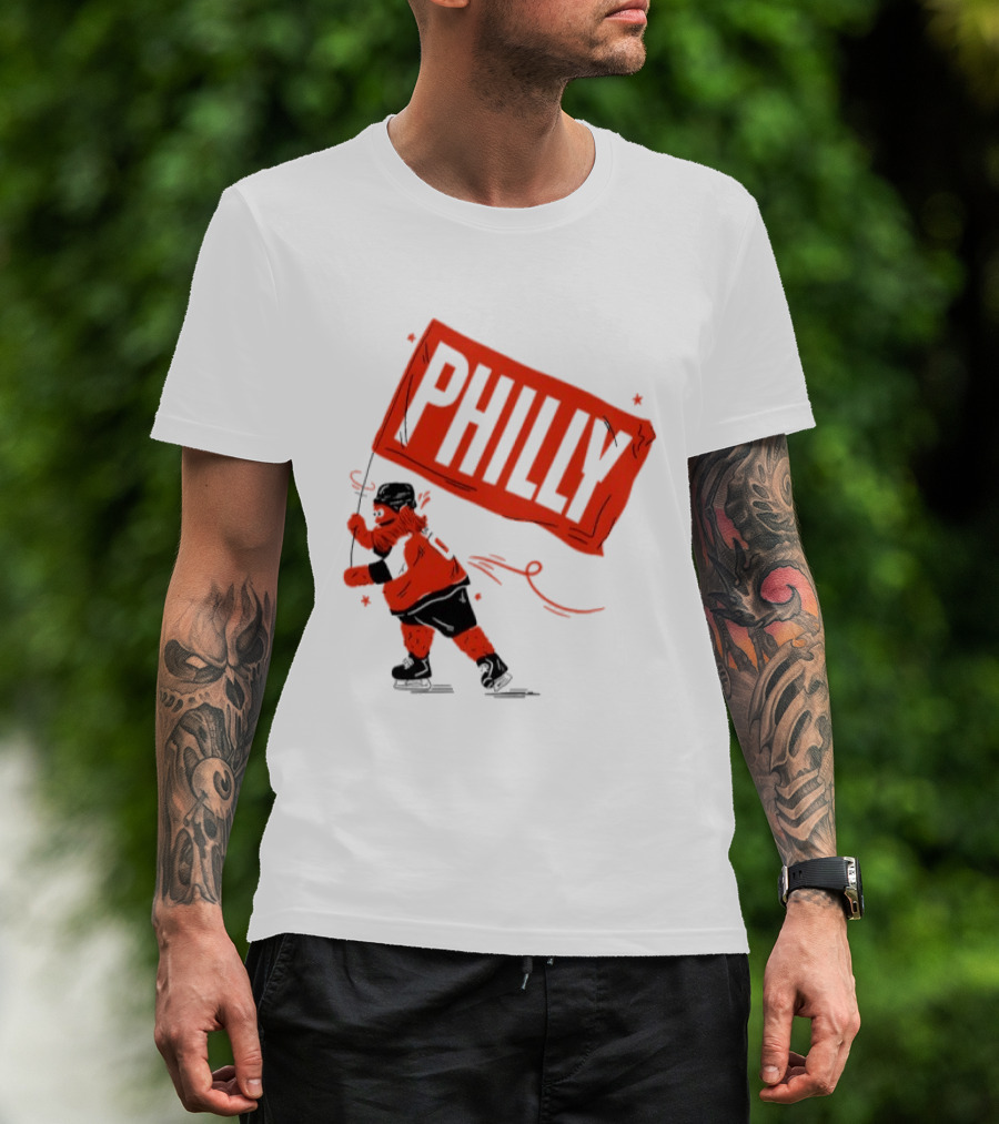 Gritty Philly Flag Philadelphia Flyers Hockey Rally Fan T-Shirt