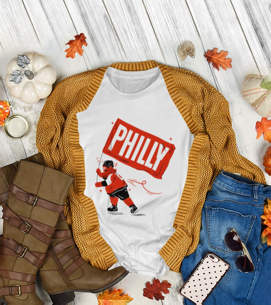Gritty Philly Flag Philadelphia Flyers Hockey Rally Fan T-Shirt