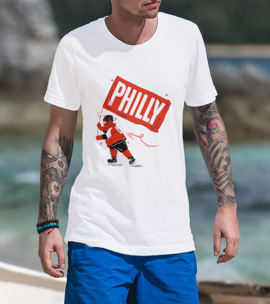Gritty Philly Flag Philadelphia Flyers Hockey Rally Fan T-Shirt