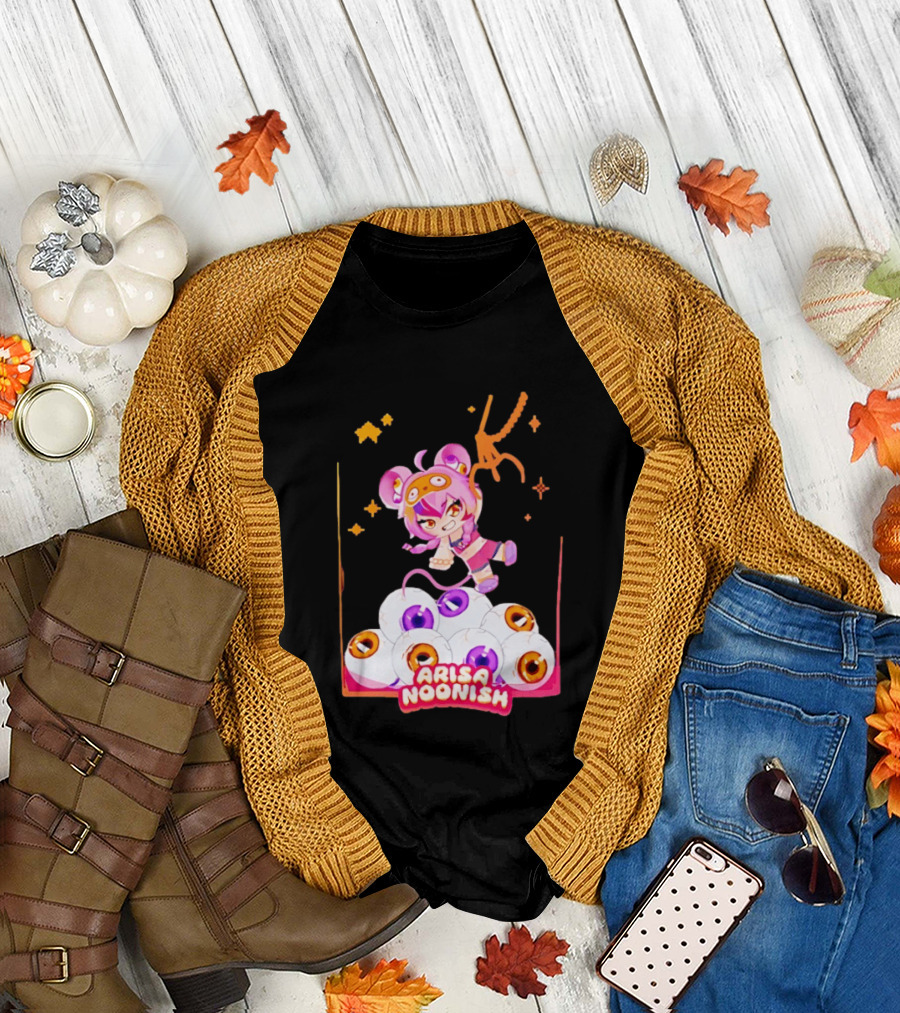 Playful Arisa Noonish With Seven Eyes Anime Character And Stars T-Shirt