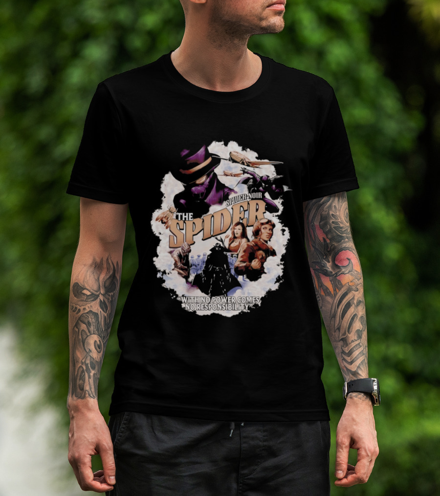 The Spider With No Power Comes No Responsibility Noir Classic Action T-Shirt